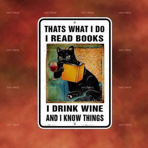 Read Books Drink Wine Cat
